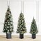 Set of 2/3 4ft/5ft/6ft Pre-Lit Pine Artificial Christmas Porch Tree with Decorative Urn Pot